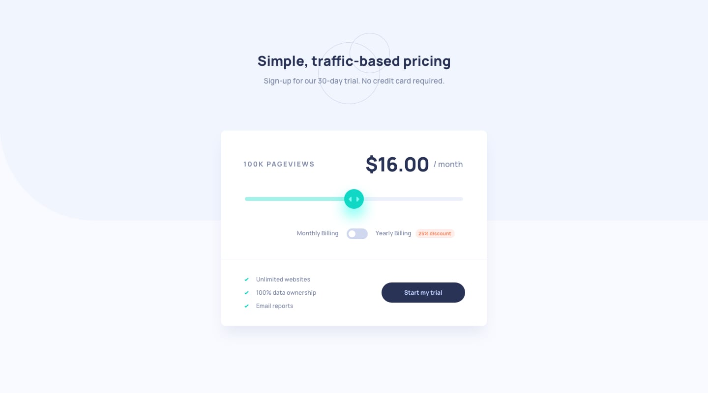 Interactive pricing component